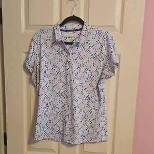 Pebble Beach Blue and White Patterned Women's Shirt